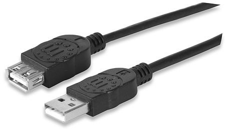 MANHATTAN Hi-Speed USB 2.0 Verlängerungskabel, Typ A Stecker - Typ A Buchse, 480 Mbps, 1,8 m, Schwarz, 393843
