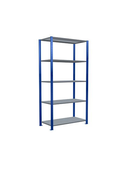 Schulte Grundregal, Steckregal MULTIplus330, 2000 x 1000 x 500 mm, 5 Fachböden, Kreuzstrebe, RAL 5010 enzianblau/verzinkt, 13950-B