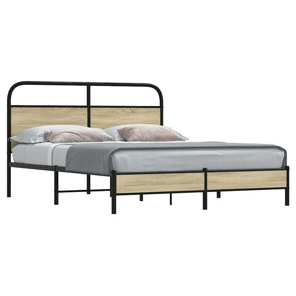 vidaXL Bettgestell ohne Matratze 150x200 cm Sonoma-Eiche Holzwerkstoff, 4100412