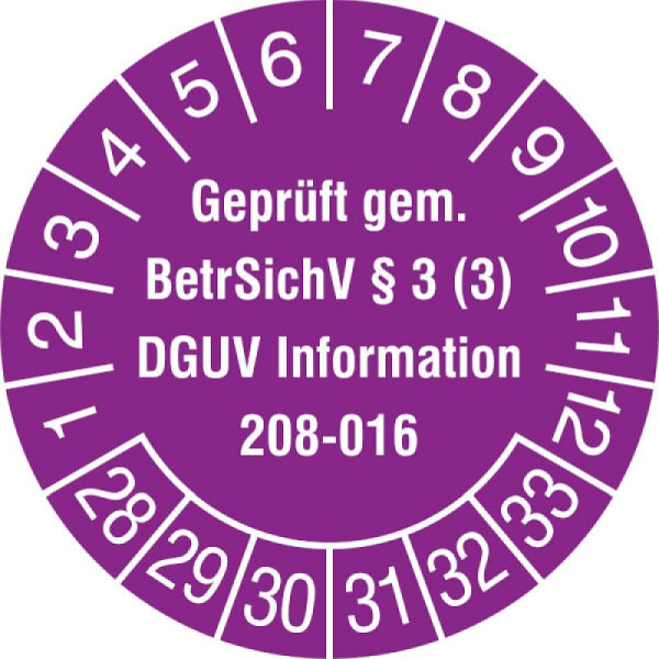 Stein HGS Prüfplaketten mit Jahresfarbe (6 Jahre), violett, 2028-2033, 31.c2170-28