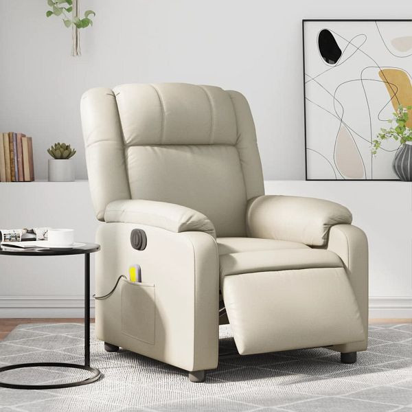 vidaXL Massagesessel Elektrisch Creme Kunstleder, 3205144