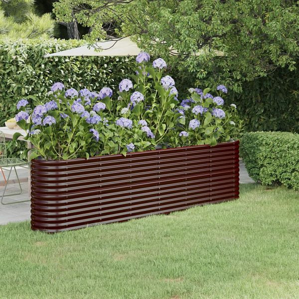vidaXL Hochbeet Pulverbeschichteter Stahl 260x40x68 cm Braun, 318905