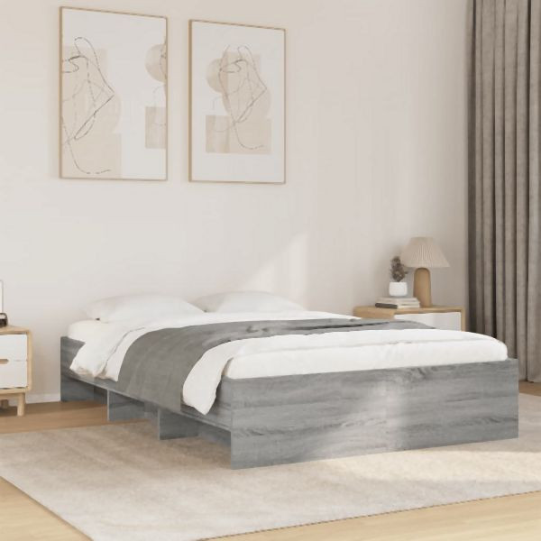vidaXL Bettgestell Grau Sonoma 120x190 cm Holzwerkstoff, 3295700