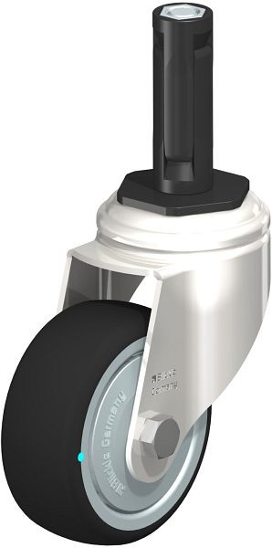Blickle LKRXA-PATH 80KD-11-FK-EXR12 Edelstahl-Apparate-Lenkrolle mit Expander, Thermoplastisches Polyurethan, Grau, 853417