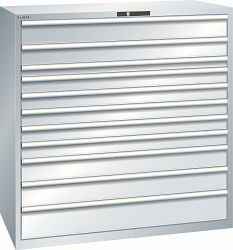 LISTA Schubladenschrank 78x36E (BxTxH) 1431x725x1450mm KEY Lock, Lichtgrau, 11 Schubladen, Fronthöhen: 75-200mm, 78.870.020