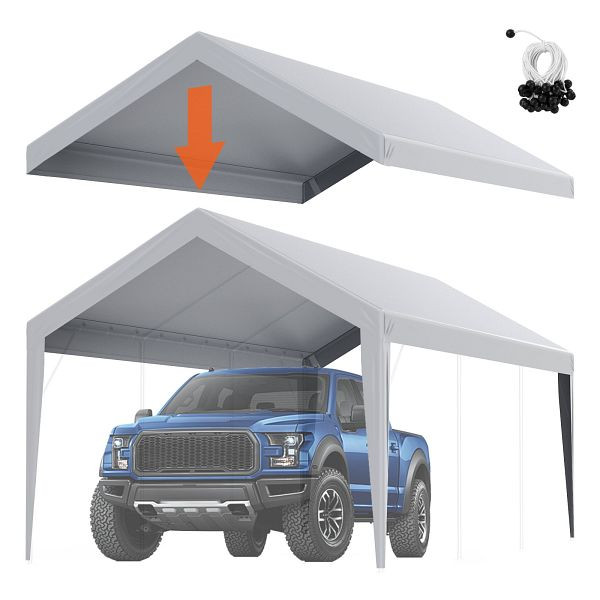 VEVOR Carport-Garagenzelt, 3 x 6 m, Garagendachzelt, wasserdicht und UV-geschützt, Grau, CKPB10X20FTH2ELL4V0