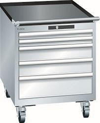 LISTA Schubladenschrank mobil 27x36E (BxTxH) 564x725x723mm AUTO Lock, Lichtgrau, 5 Schubladen, 14.331.020.A