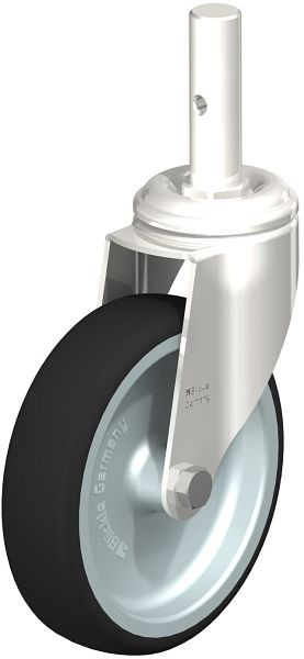 Blickle LKRXA-PATH 126G-ZAX51 Edelstahl-Lenkrolle mit Zapfen, Thermoplastisches Polyurethan, Grau, 759730