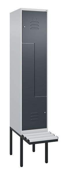 C+P Z-Spind Classic PLUS, Bank, 2 Abteile, 2120x400x815mm, 7035/7016, Zylinderschlösser, 0800437-122 S10053