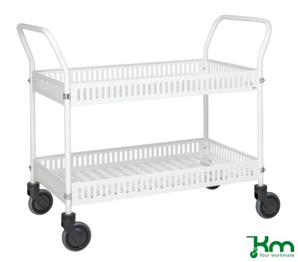 Kongamek Tischwagen mit Rand, 4 Lenkrollen, 2 davon mit Bremsen, Weiß, KM4200B
