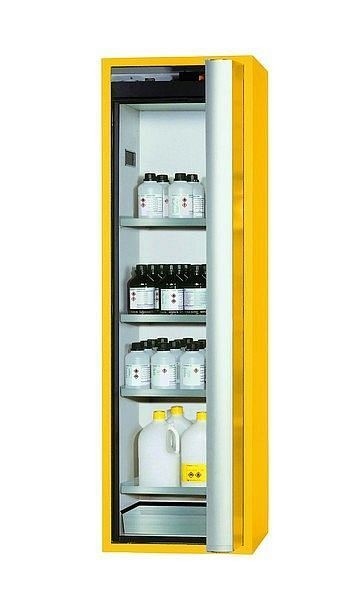 asecos Sicherheitsschrank S-PHOENIX Vol.2-90, S90.196.060.FDACR in sicherheitsgelb RAL 1004 mit 4x Fachboden (Edelstahl), 30236-002-33455