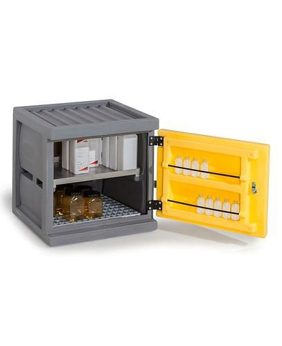 DENIOS Umweltschrank PolyStore-Mini PS 611-1.1, 1 Gitterrost, 1 verzinkte Einschubwanne, 250063