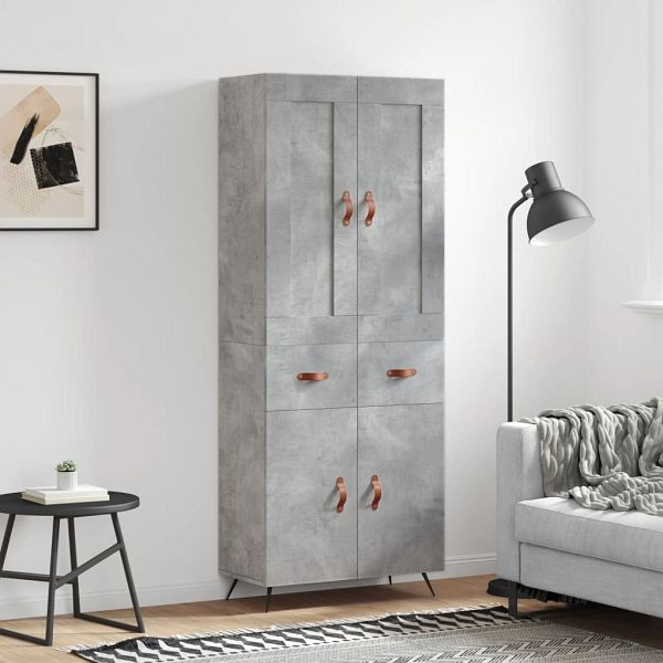 vidaXL Highboard Betongrau 69,5x34x180 cm Holzwerkstoff, 3199853