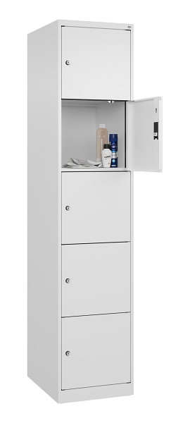 C+P Schließfachschrank Evolo PLUS, 5 Fächer, 1850x400x500mm, 9016/9016, 049000-125 S10020