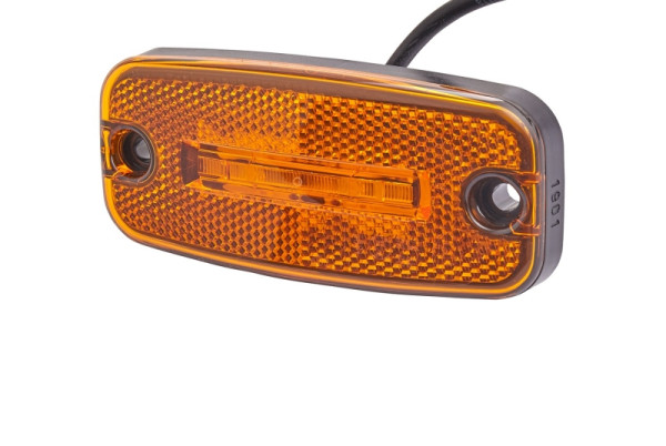 HELLA Seitenmarkierungsleuchte, LED, 24V, Schraubanschluss/Anbau, gelb, LED-Lichtfarbe: gelb, 4530mm, 2-polig, seitlicher Anbau, 21 mm, 2PS 345 600-051