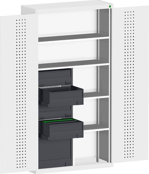 bott cubio Koffer-Flügeltürschrank bestückt 3 varioSafe, 2 varioSlide, 4 Fachböden B x T x H: 1050 x 400 x 2000 mm, RAL 7035, 40032010.16V