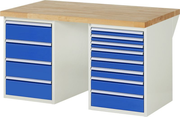 RAU Werkbank Serie 7000 - Modell 7822-3, B1500 x T900 x H890 mm, Systemunterbau B1500 x T850 x H850 mm, 03-7822A3-159B4M.11