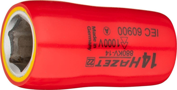 Hazet Steckschlüsseleinsatz, Sechskant, Vierkant hohl 10 mm (3/8 Zoll), 14 mm, Kurze Ausführung, 880KV-14