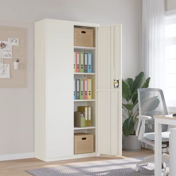 vidaXL Aktenschrank Weiß 90x40x200 cm Stahl, schlicht, 339760
