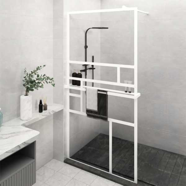 vidaXL Duschwand mit Ablage für Walk-In-Dusche Weiß 115x195 cm ESG, 3185510