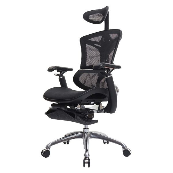 Mendler Bürostuhl HWC-J93, Schreibtischstuhl, ergonomisch, Fußstütze verstellbare Lordosenstütze, schwarz, 83939