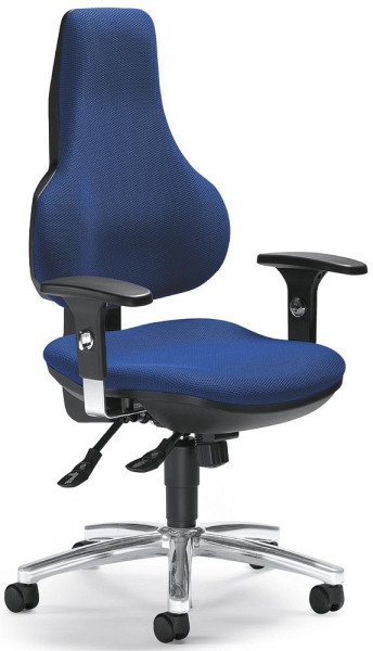 Deskin Bürostuhl COMFORT FIT DELUXE mit Armlehnen, Blau, 470 x 450 x 1040 mm, 258320