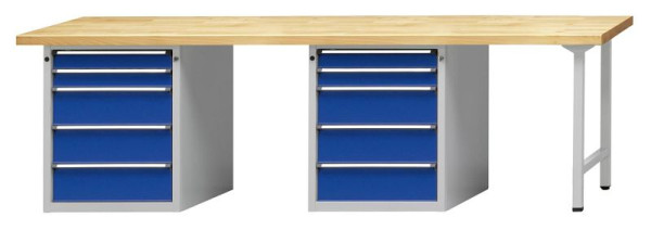 ANKE Werkbänke Kombiwerkbank, Modell 910 V, 2800 x 700 x 850 mm, RAL 7035/5010, BMP 50 mm, 411.466