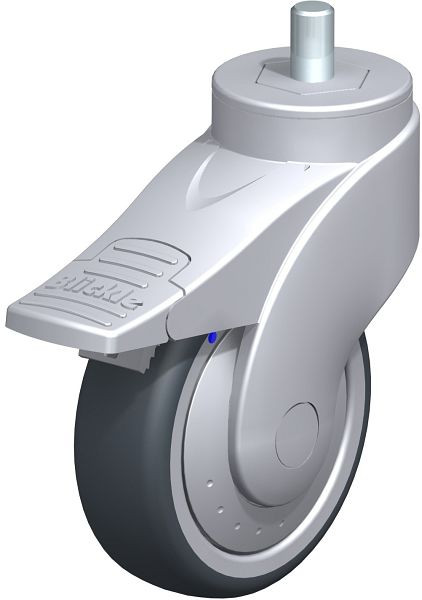 Blickle LWGX-TPA 101XK-FI-FK-GSX12 Kunststoff-Lenkrolle WAVE, rostfrei, mit Gewindestift & Feststeller, Thermoplastisches Gummi-Elastomer, Grau, 751673