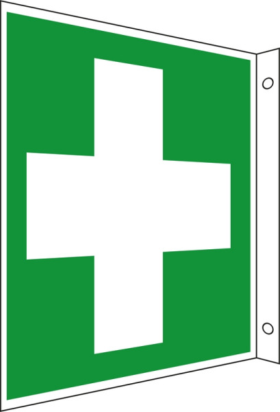 Eichner Rettungs-Fahnenschild "Erste Hilfe Fahnenschild", B x H: 15 x 15 cm, Aluminium, langnachleuchtend HI 150, 9225-14615-015