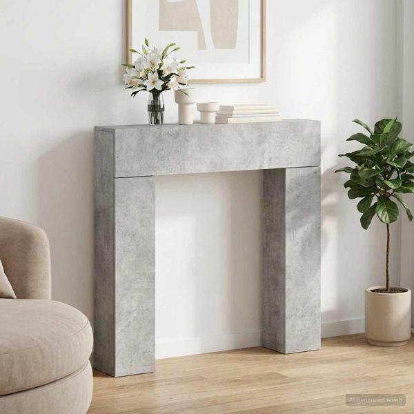 vidaXL Kaminumrandung Betongrau 102 x 18 x 100,5 cm Holzwerkstoff, 8006601