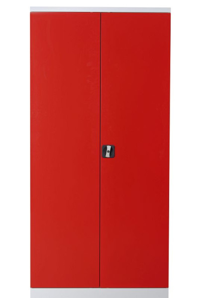 Gürkan Flügeltürenschrank, 42 x 92 x 195 cm, Verkehrsweiß, Feuerrot, Fachboden Stück 4, FLC.19/N, 111746