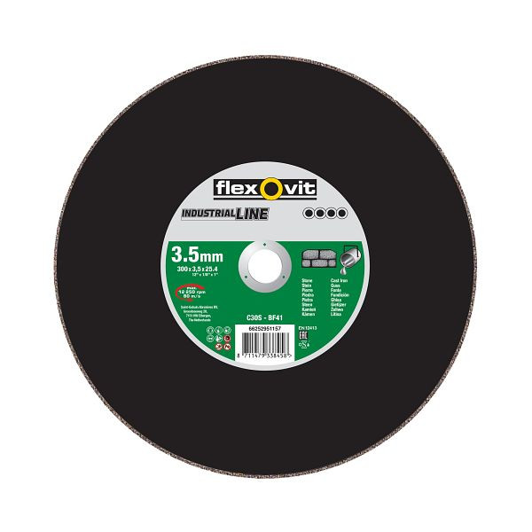 Flexovit Stein Trennscheibe für Trennschleifer, C 30 S-BF41/80 PETROL SAW, Durchmesser: 300 mm, Holmbohrung: 22,23 mm, VE: 10 Stück, 66252951156