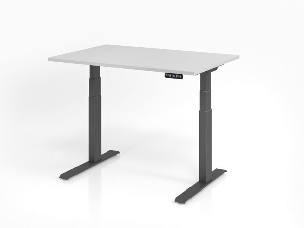 Hammerbacher Schreibtisch XDKB12, 120 x 80 cm, Platte: Grau, 25 mm dick, ABS-Dickkante, Rechteckform, Graphit, VXDKB12/5/G