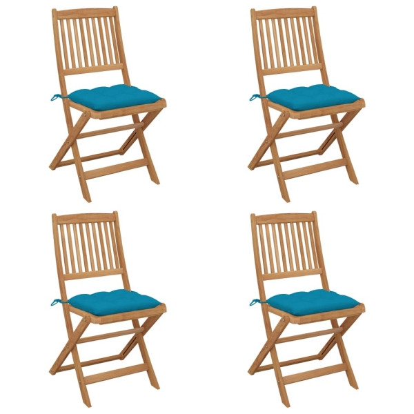 vidaXL Klappbare Gartenstühle 4 Stück mit Kissen Massivholz Akazie, 3064690