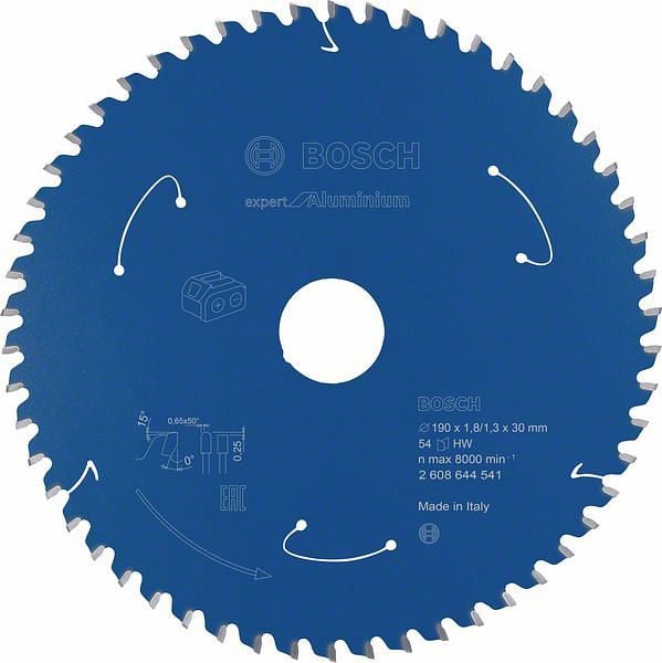 Bosch Akku-Kreissägeblatt Expert for Aluminium, 190 x 1,8/1,3 x 30, 54 Zähne, 2608644541