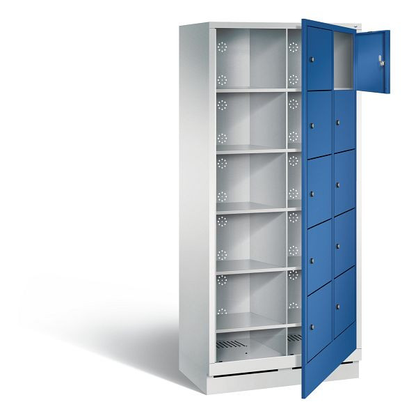 C+P Wäsche-Ausgabeschrank Evolo, H1800xB810xT500mm, Farbe: Lichtgrau / Enzianblau, 48160-205 S10003