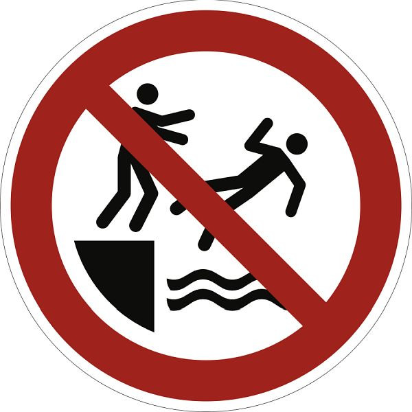 Moedel In das Wasser schubsen verboten, ISO 7010, Aluminium, 1,8 mm, Ø 200 mm, 104542
