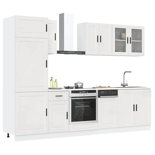 vidaXL 8-tlg. Küchenschrank-Set Kalmar Hochglanz-Weiß Holzwerkstoff, 3314813