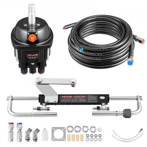 VEVOR Hydraulik-Außenborder-Lenkset 90 PS, mit 6,9 MPa Steuerpumpe, Sperrzylinder & 6 m hochfeste Schläuche, Einzelmotor, YYZXXTTJ90HPDLO3P001V0