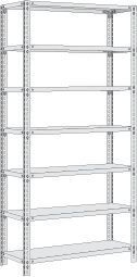 Regalwerk RUDI-Schraubregal 250 - Grundregal HxBxT 3000x1280x800mm mit 7 Stahl-Fachböden, B5-22712-80