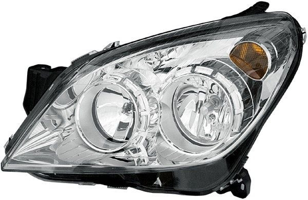 HELLA Halogen-Hauptscheinwerfer, für u.a. Opel Astra H (A04), chrom, ECE, für Rechtsverkehr, rechts, 1EG 270 370-621