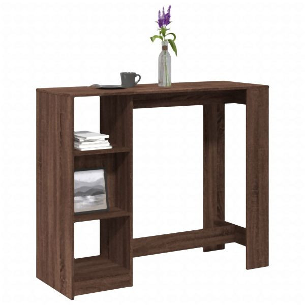 vidaXL Bartisch mit Regal Braun Eiche 124x46x103,5 cm Holzwerkstoff, 854397