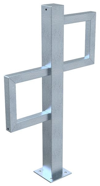 Schake Fahrradständer-Einzelparker, aus Vierkantrohr 80x80x3mm, Höhe: 900mm, mit seitlichen Bügeln aus 40x40x2mm, 40881