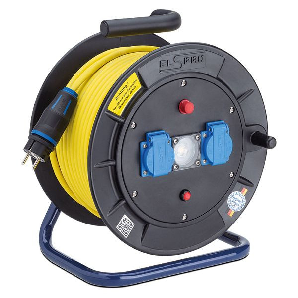 ELSPRO Kabeltrommel aus Vollgummi LRX, Ausgang: 2 Schuko LED + Schalter, Länge: 50 m, 4X00084