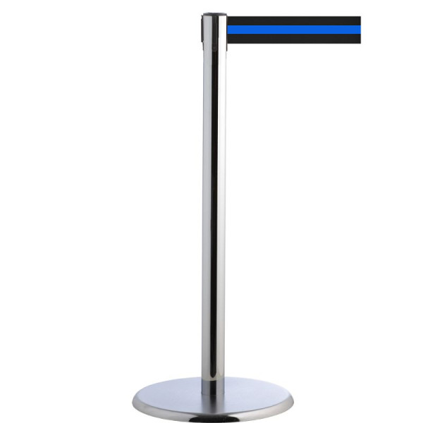 Stein HGS Personenleitsystem -P-LINE Future-, Metall/ verchromt, schwarz/blau/schwarz waagerecht (gestreift), mit magnetischem Gurtendstück, 12797-0704