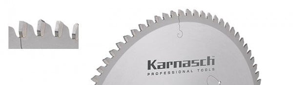 Karnasch Hartmetall-bestücktes Kreissägeblatt, Dünnschnitt, NEGATIV, Aluminium, Kunststoffe, Fensterprofile 250x2,2/1,8x30mm, 111120250020
