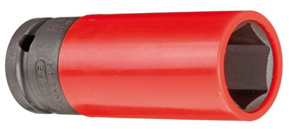 GEDORE Kraftschraubereinsatz 1/2'' mit Schutzhülse 6-kant, lange Form, 21 mm, verkehrsrot, 2178230