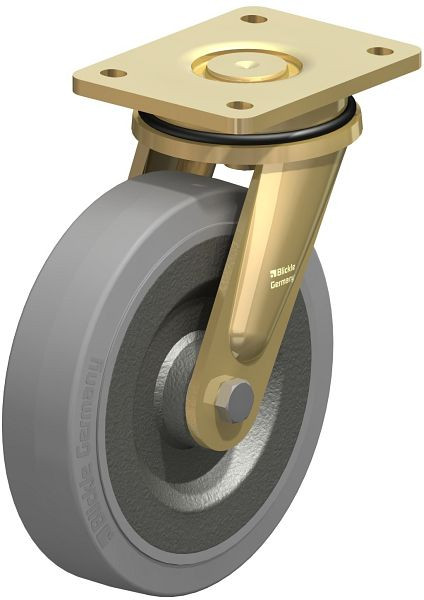 Blickle LS-SE 200K-SG Stahlgeschweißte Schwerlast-Lenkrolle, schwere Drehkranz-Ausführung, Elastik-Vollgummi, Grau, 518910