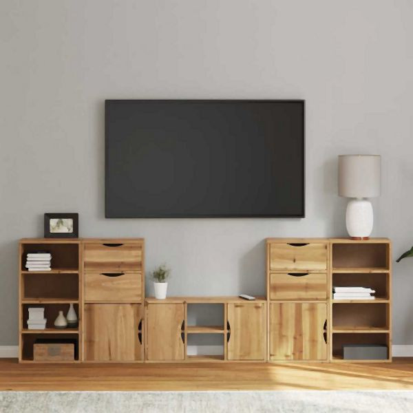 vidaXL 5-teilig Wohnwand mit Stauraum ODDA Massivholz Kiefer, 3365368