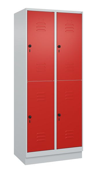 C+P Doppelstöckiger Spind Classic PLUS, Sockel, 2 Abteile, 1950x800x500mm, 7035/3020, 080320-22 S10002